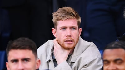 Kevin De Bruyne watched from the stands during Manchester City's win over West Ham at the Etihad. Getty