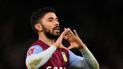 Morgan Sanson after scoring for Villa. Getty