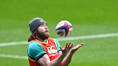 Ireland wing Mack Hansen catches the ball. AFP