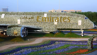 Emirates Airline has teamed up with Dubai Miracle Garden to construct the world’s largest floral installation through a life-size version of the Emirates A380, covered in more than 500,000 fresh flowers and living plants. Courtesy Emirates