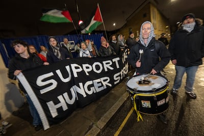 Supporters of the Palestine Action hunger strikers protest outside Pentonville prison in London. Getty Images