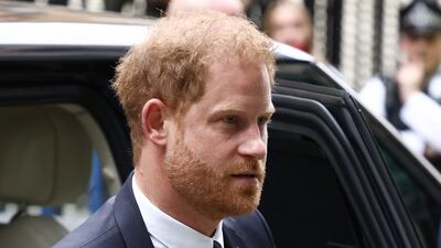 The Duke of Sussex arrives at the High Court in London on Tuesday, where he is expected to give evidence in his trial against a British tabloid newspaper. AFP
