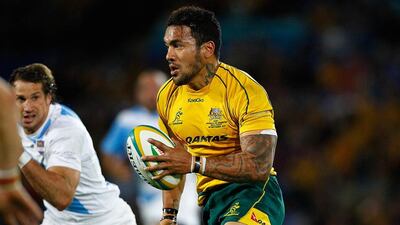 Digby Ioane of Australia runs with the ball against Argentina during their rugby union match on the Gold Coast, Queensland on September 15, 2012. Australia won 23-19. Patrick Hamilton / AFP