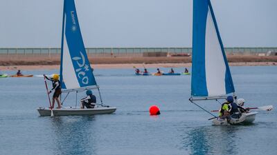 Overcast skies at Amity International School Watersports Academy in Abu Dhabi. Victor Besa / The National