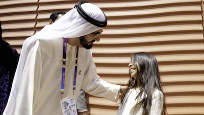 Sheikh Mohammed watched a short film, ‘Family Tree’, in which Mahra Mustafa, 8, plays a girl who learns that the values and experiences of past generations can help in the quest for a sustainable future.