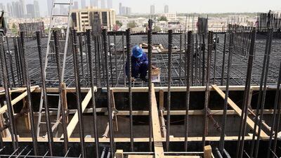 Construction of a building near the Al Mamoura area of Abu Dhabi. Pawan Singh / The National