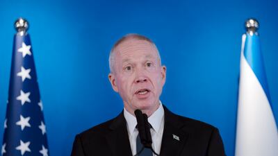 Israel's Defence Minister Yoav Gallant visited an army brigade in the West Bank on Sunday. AP