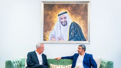 Sheikh Abdullah bin Zayed, Minister of Foreign Affairs and International Co-operation, meets Israeli Defence Minister Benny Gantz during his official visit to Israel. All photos: Wam