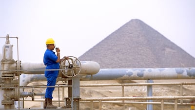 Worker at a gas refinery in the Western Desert, Egypt. Getty
