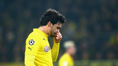 Mats Hummels of Borussia Dortmund reacts during their Champions League loss to Juventus on Wednesday night. Alex Grimm / Bongarts / Getty Images / March 18, 2015