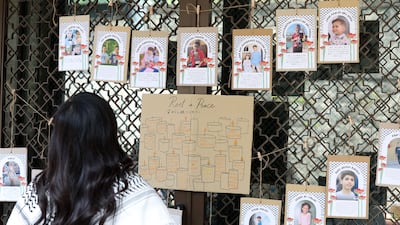 Children that have passed away during the conflict. Palestinians in Japan hold a fundrasing and awareness event at the Palestine embassy. Tokyo, Japan. Chris Whiteoak / The National