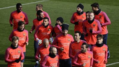 Barcelona players in training. Manu Fernandez / AP