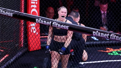 Ronda Rousey after victory at the Intuit Dome in Inglewood, California. EPA