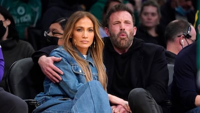 Jennifer Lopez and Ben Affleck attend an NBA basketball game between the Los Angeles Lakers and the Boston Celtics in Los Angeles. The couple started dating again this year. AP