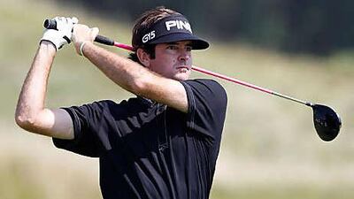 Bubba Watson tees off on the second hole during the first round of the PGA Championship.