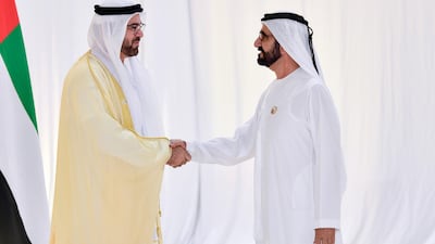 Sheikh Mohammed bin Rashid congratulates Mohammed Al Gergawi on the wedding of his son. Wam