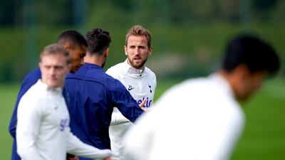 Tottenham Hotspur's Harry Kane during training in London. PA