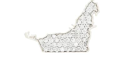 O Jewellery has fashioned a map of the UAE from white diamonds and white gold. Courtesy O Jewellery
