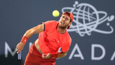 Karen Khachanov returns a shot against Novak Djokovic during their Mubadala World Tennis Championship match at Zayed Sports City. Reuters