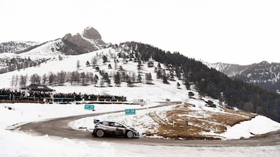 Finland's Teemu Suninen and his co-pilot Jarmo Lethinen in their Ford Fiesta WRC during Stage 3 of the Monte Carlo Rally on Saturday, January 25. AFP