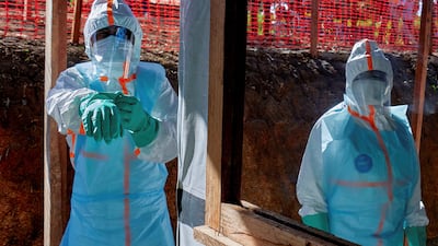 Health workers don protective equipment at a medical centre in Bunia, DR Congo, one of the sites at the forefront of the response to the Ebola outbreak. Reuters