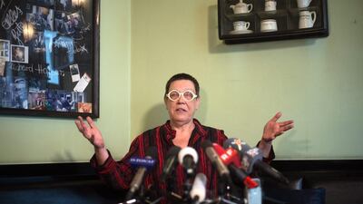 Austrian author El Awadalla attends a news conference to announce Awadalla is standing in the presidential elections in Vienna, Austria. Christian Bruna / EPA