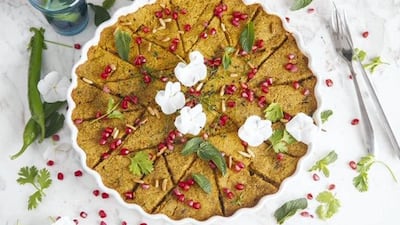 Pumpkin and burghul pie with a tangy spinach and chickpea filling by Lama Jammal, founder of Mamalu Kitchen