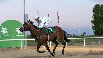 Dombra, ridden by Antonio Fresu, wins in Al Ain. Antonie Robertson/The National