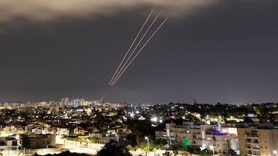 An anti-missile system operates after Iran launched drones and missiles towards Israel, as seen from Ashkelon, Israel, on April 14. Reuters