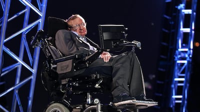 LONDON, ENGLAND - AUGUST 29: Professor Stephen Hawking speaks during the Opening Ceremony of the London 2012 Paralympics at the Olympic Stadium on August 29, 2012 in London, England. (Photo by Dan Kitwood/Getty Images) *** Local Caption *** 150940539.jpg