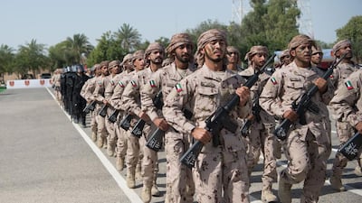 Members of the UAE Ground Forces participate in the 26th Anniversary Ground Forces unification celebrations. Rashed Al Mansoori / Crown Prince Court — Abu Dhabi
