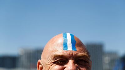 An Argentina fan before the Iceland v Argentina match in Moscow, Russia. Kai Pfaffenbach / Reuters