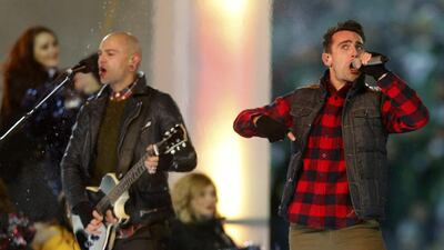 Canadian recording artists Hedley performs during the half time show. Todd Korol/ Reuters
