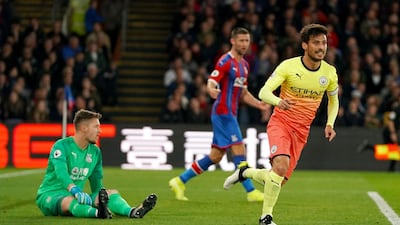 Manchester City's David Silva celebrates scoring his side's second goal at Crystal Palace. PA