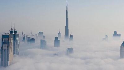 Sheikh Hamdan's image of Dubai from above the clouds. Courtesy Instagram