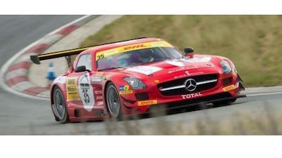 The Mercedes SLS AMG GT3 may have less power than the road version (due to regulations enforcing the inclusion of an air restrictor) but it is the speed through corners that is truly impressive. Photos courtesy of AMG