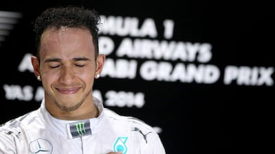 Hamilton reacts on the podium. Srdjab Suki / EPA