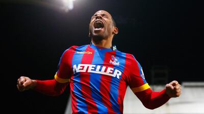 Jason Puncheon of Crystal Palace celebrates as he scores their second, winning goal in a 2-1 Premier League victory over Tottenham Hotspur on Saturday at Selhurst Park. Julian Finney / Getty Images
