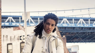 Hudson Avenue: jumper, Dh4,600; trousers, Dh4,690, both from Ermenegildo Zegna. Jacket, Dh7,670; backpack, Dh6,065, both from Jil Sander. Shoes, Dh3,195, Louis Vuitton. Rings, from Dh1,375; bracelet, Dh1,560, all from Title of Work