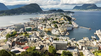 Alesund in Norway. The country is ranked seventh on the cashless economy list, with 98 per cent of Norwegians owning a debit card, according to money.co.uk.