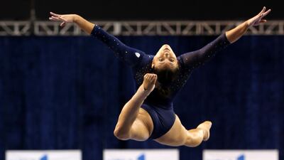 Kyla Ross of UCLA competes on beam during a gymnastics meet against Boise State at Pauley Pavilion on Sunday, January 12, 2020 in Los Angeles, California. AFP