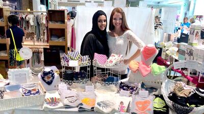 Rebecca Cudby and Amal Almoheiri, who set up applesauce, a children's clothing and accessories company based in Dubai. Handout