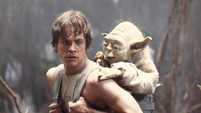 Mark Hamill as Luke Skywalker and the character, Yoda, in a scene from the 1980 movie Star Wars Episode V: The Empire Strikes Back. AP Photo / Lucasfilm Ltd