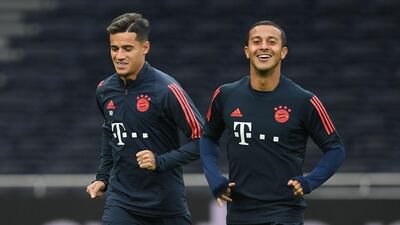 Bayern Munich's Brazilian midfielder Philippe Coutinho Spanish midfielder Thiago Alcantara. AFP