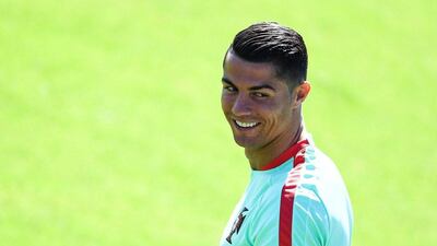 Portugal striker Cristiano Ronaldo shown during their training session ahead of the Euro 2016 final. Filip Singer / EPA / July 10, 2016