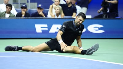 Novak Djokovic on his way to being knocked out of the US Open men's singles in the first round by Argentina's Mariano Navone, at Flushing Meadows, New York City. AFP