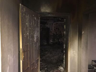 The charred inside of the villa that was engulfed in flames in Baniyas on Tuesday, October 2. Courtesy Abu Dhabi Police