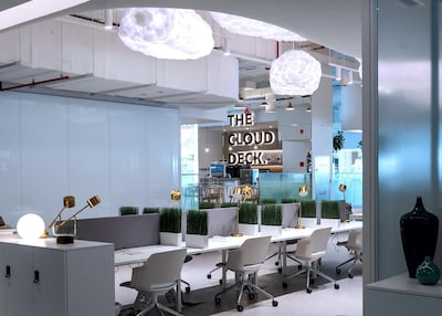 Cloud Spaces, a co-working space that opened in Yas Mall in 2020. Victor Besa / The National