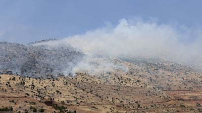 Smoke rises from the site of an Israeli attack near the village of Shebaa, on the Lebanon-Israel border. AFP
