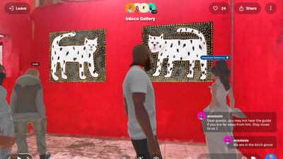 Turben's Birch House in the metaverse version of the Useless Palace exhibition. Works are presented in a gallery space and as they were originally, on site